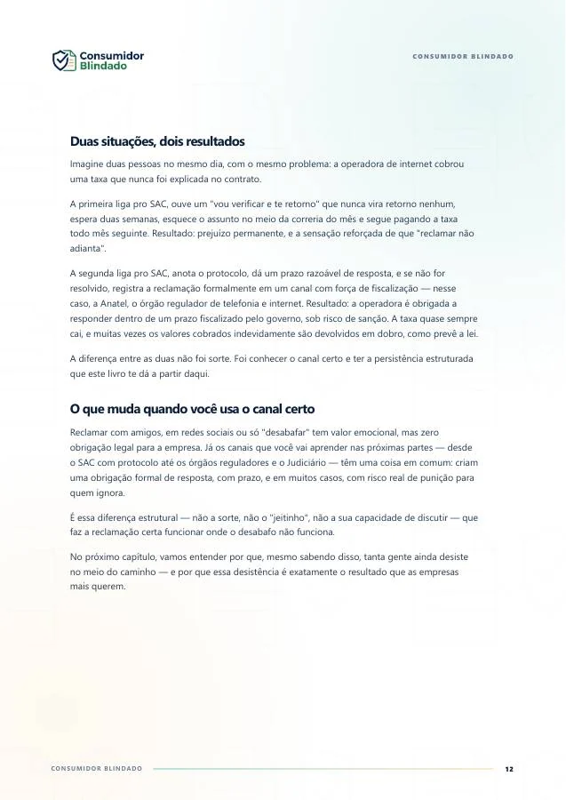 Página interna do Consumidor Blindado