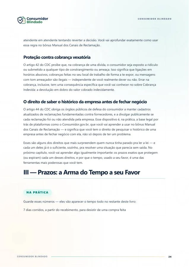Página interna do Consumidor Blindado